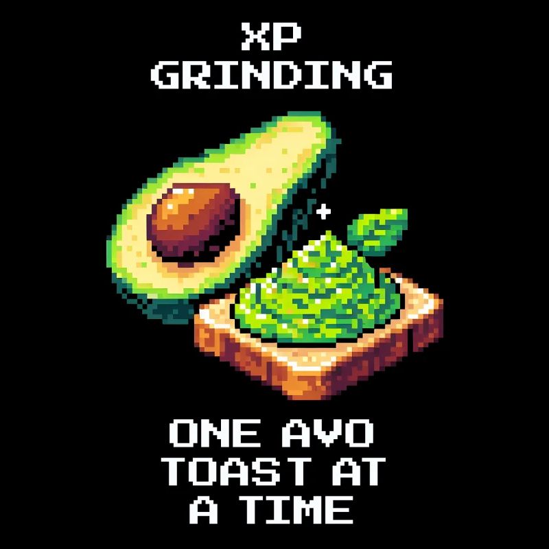 XP Grind | Avo Toast Level Up in retro style