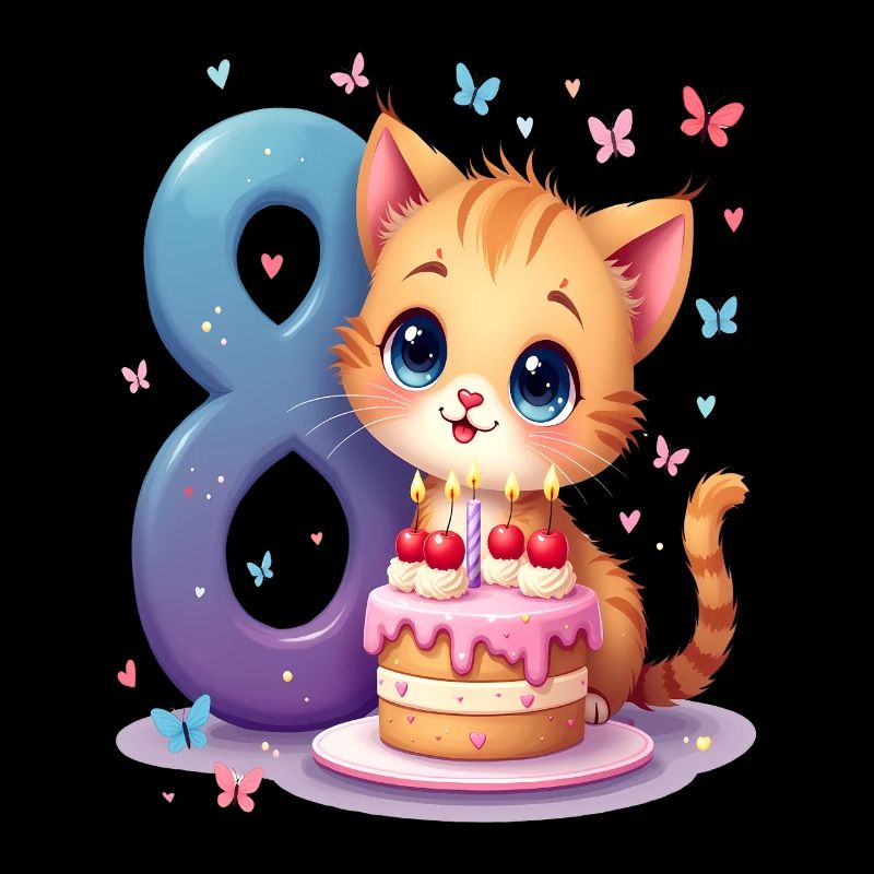 Süßes Kätzchen 8. Geburtstag Mädchen