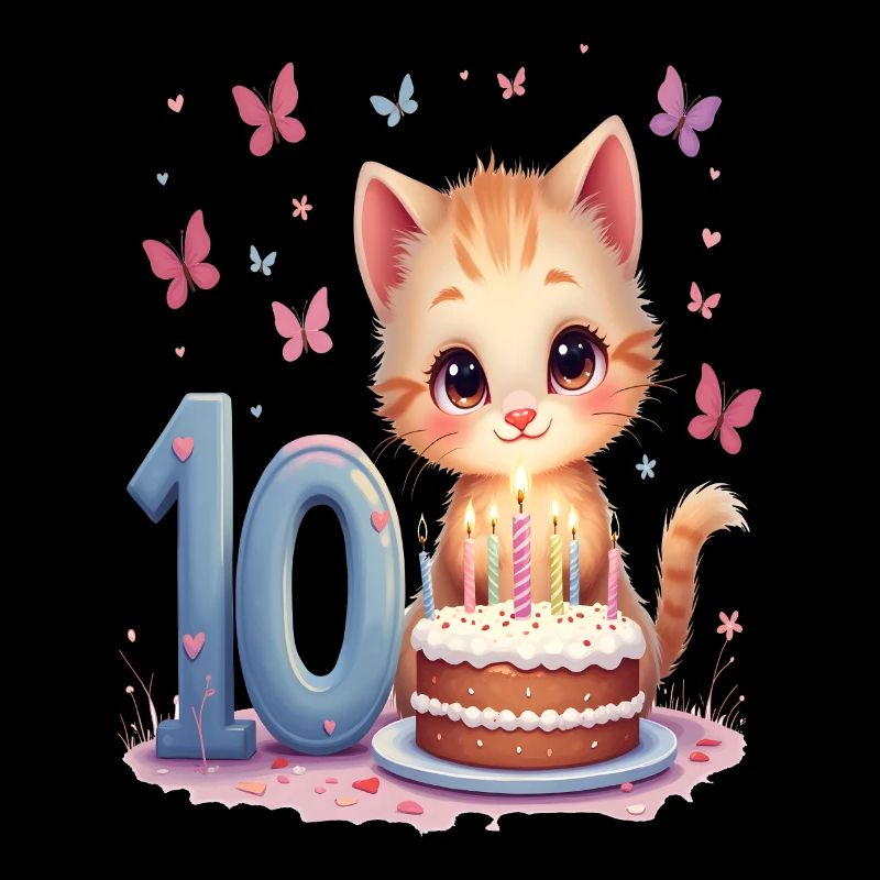 Süßes Kätzchen 10. Geburtstag Mädchen