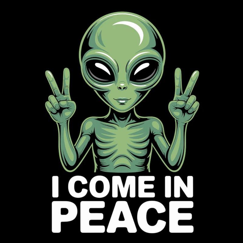 Alien mit Friedenszeichen