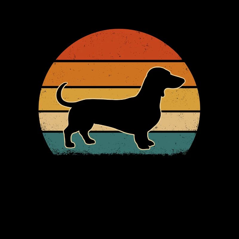 Silhouette de teckel vintage – Retro Sunset