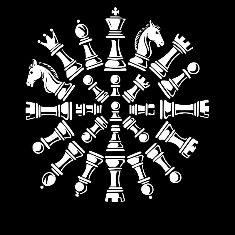 Chess Pieces Circle Mandala for Chess Lovers