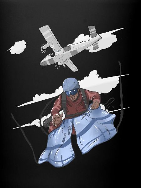 Aerial Skydive Pilot Illustration