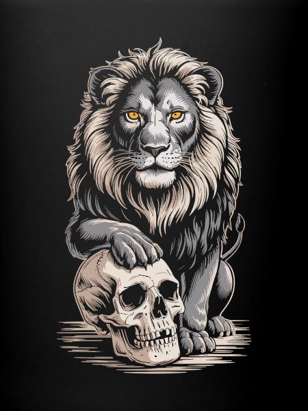 Lion avec crâne