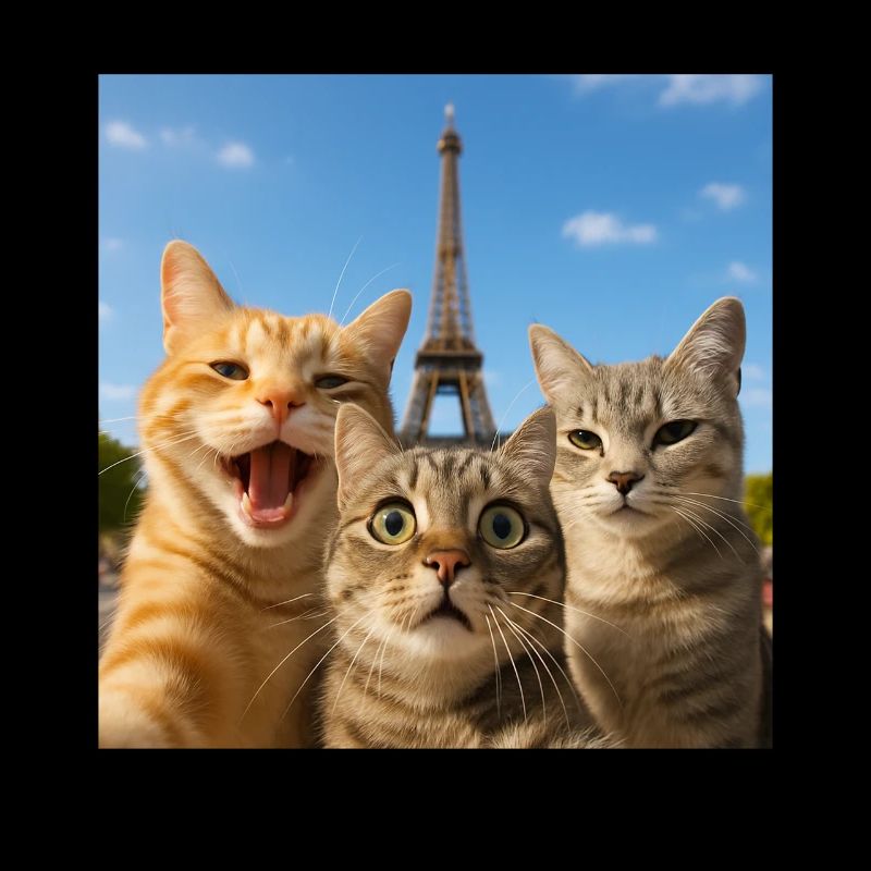 Selfie de chats à Paris Tour Eiffel Chat Selfie Cadeau