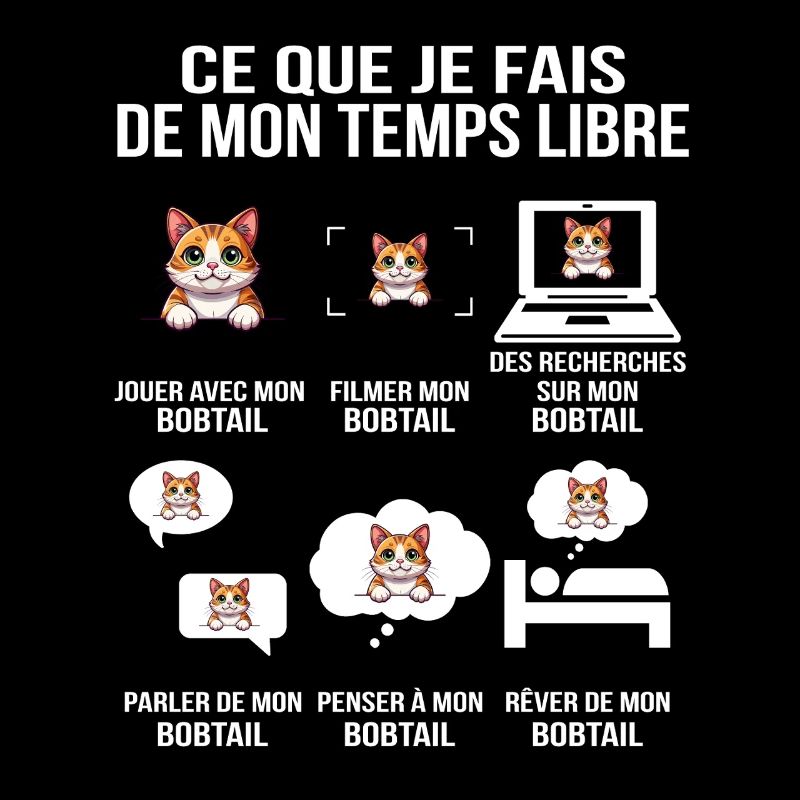 Humorous bobtail cat design