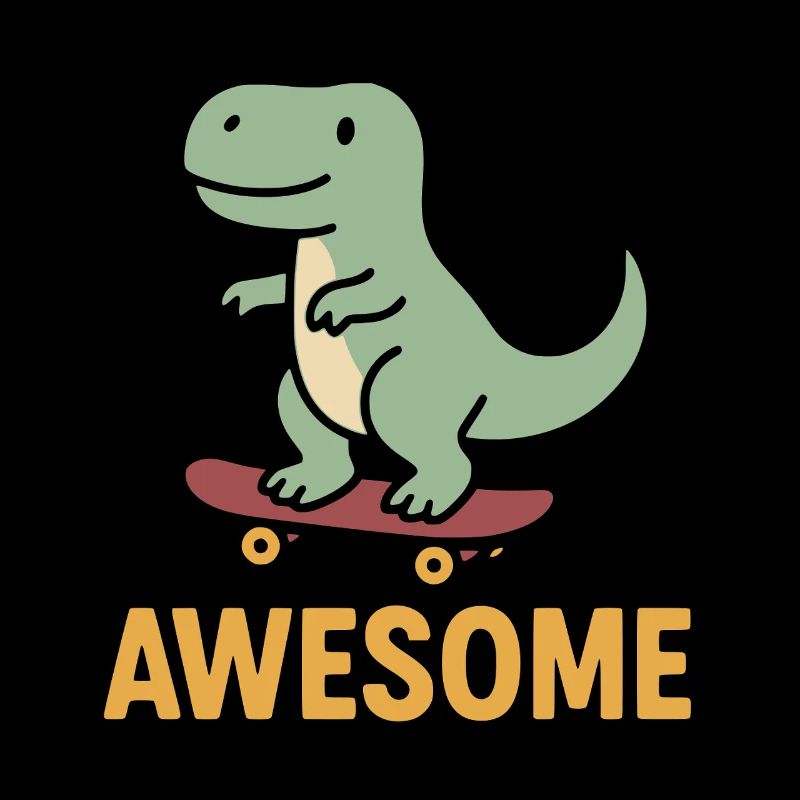 Dinosaure décontracté sur skateboard