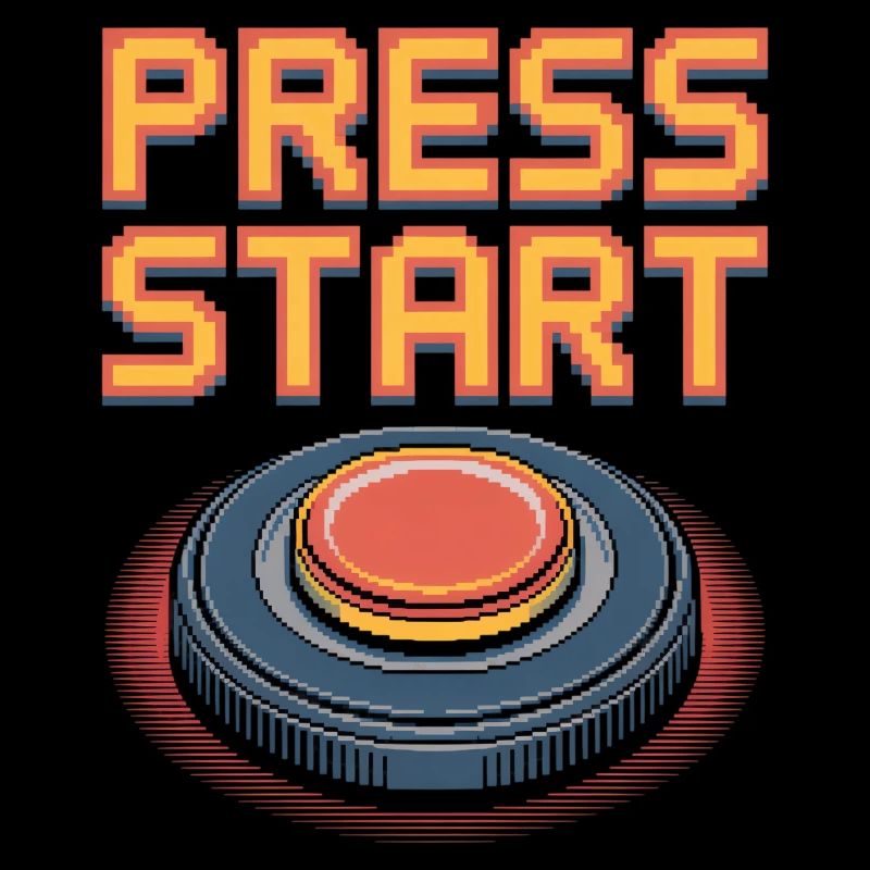 Press Start Retro Gaming Pixel Arcade Button
