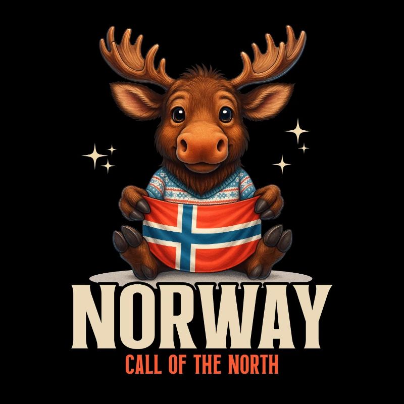 Orignal de Norvège avec drapeau – Appel du Nord