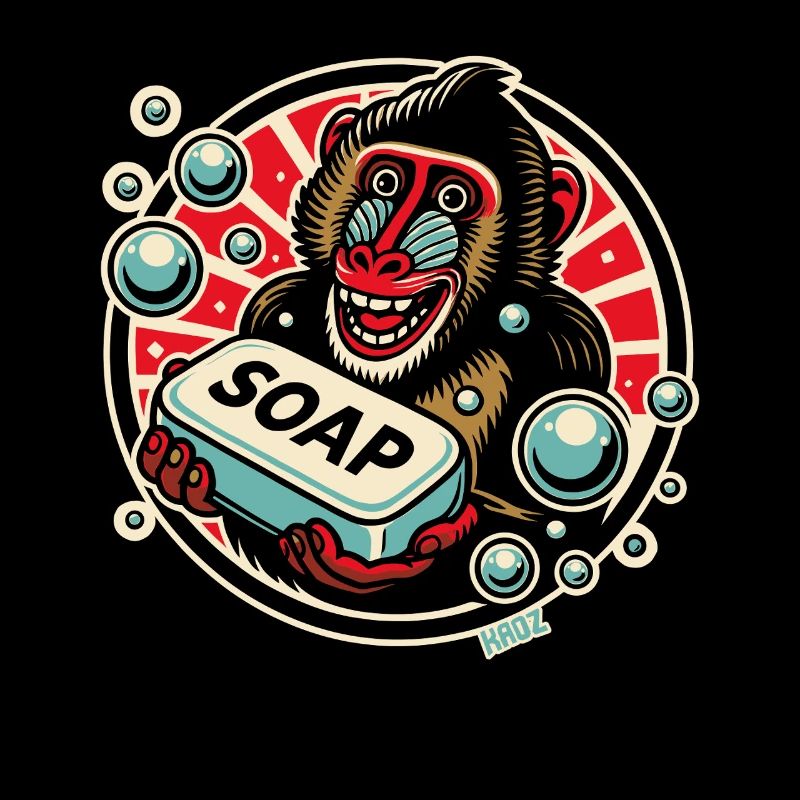 Mandrill Singe avec du savon