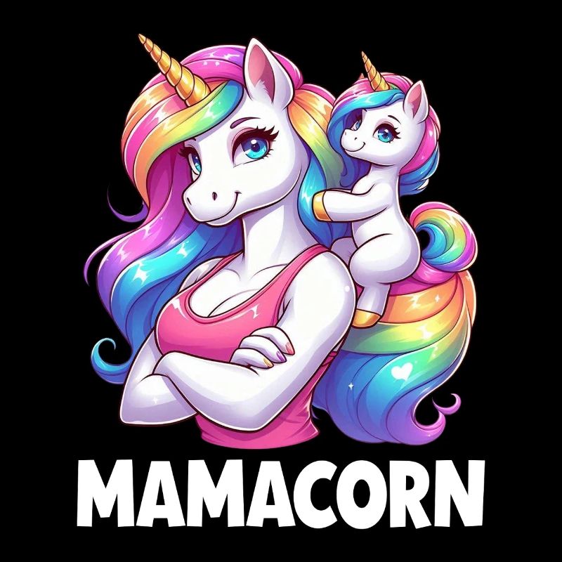 Mama Einhorn Mamacorn Mutter Tochter Dadacorn