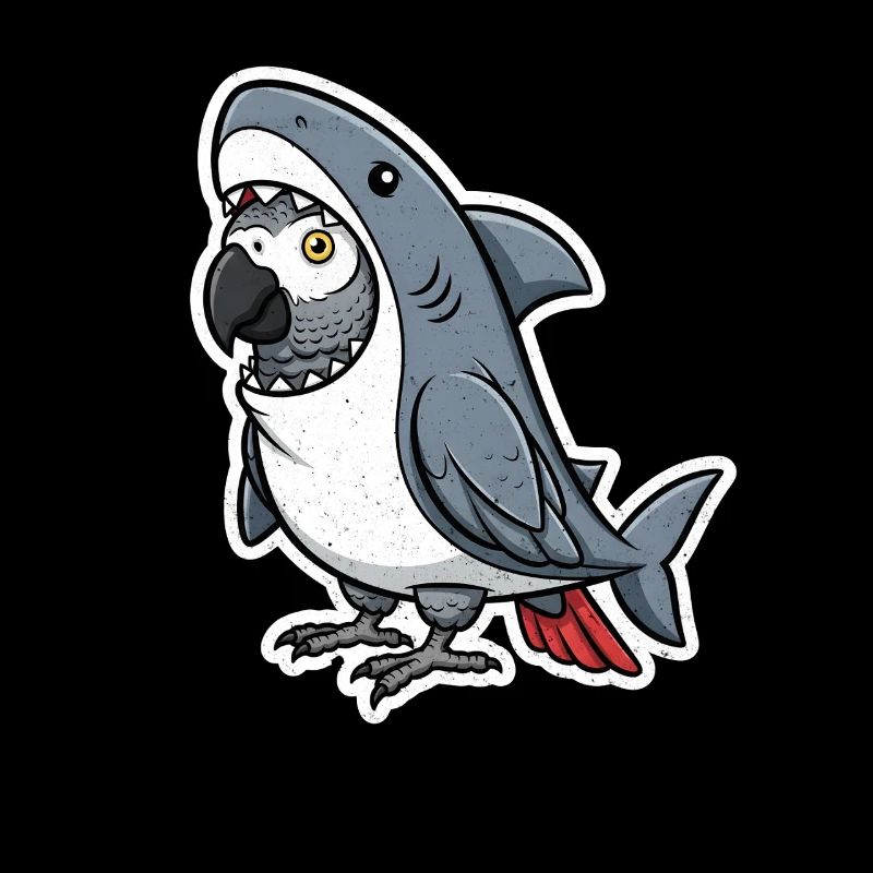 Shark Graupapagei Cartoon