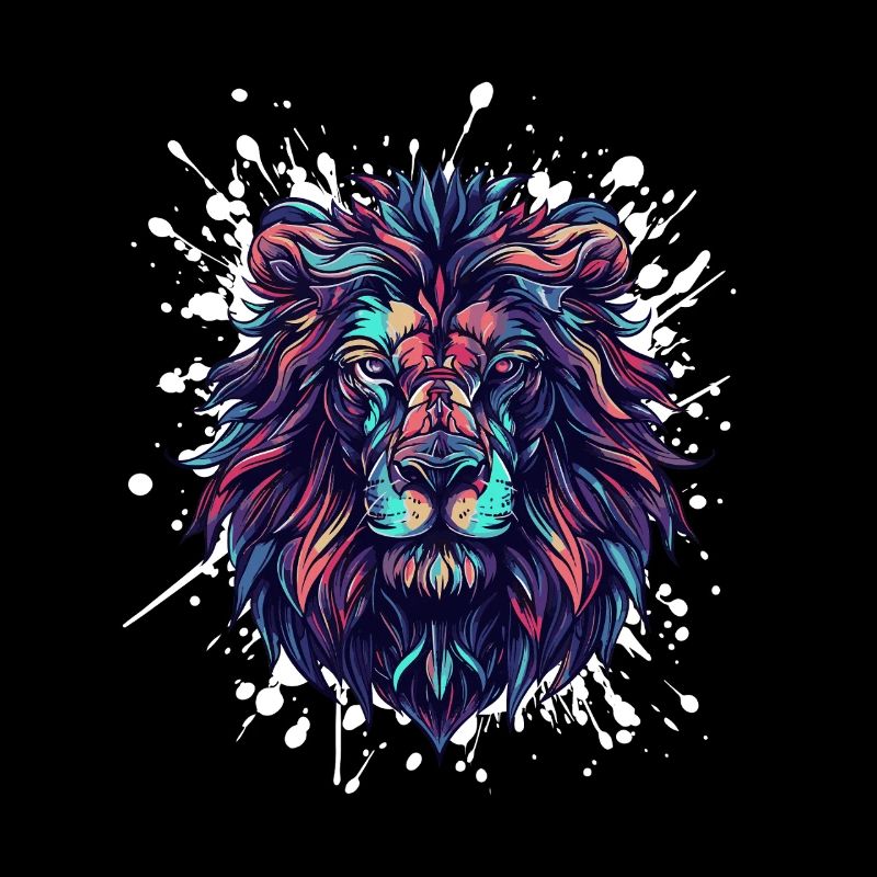 Tête de Lion Couleurs Néon