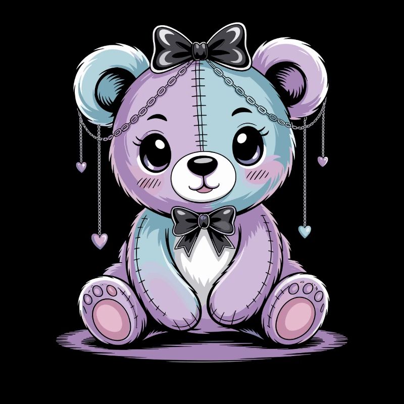 Kawaii Pastel Goth Patched Bear