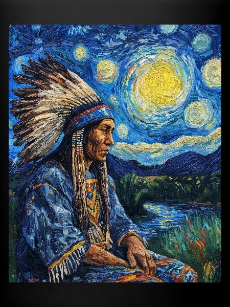 Indianerhøvding Van Gogh-stil stjerneklar nat