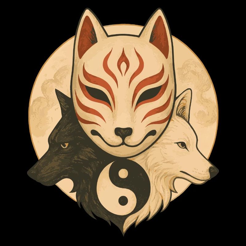 Fuchs Maske & Yin Yang Wölfe