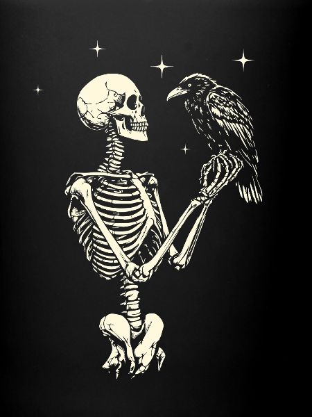 Skeleton with Raven