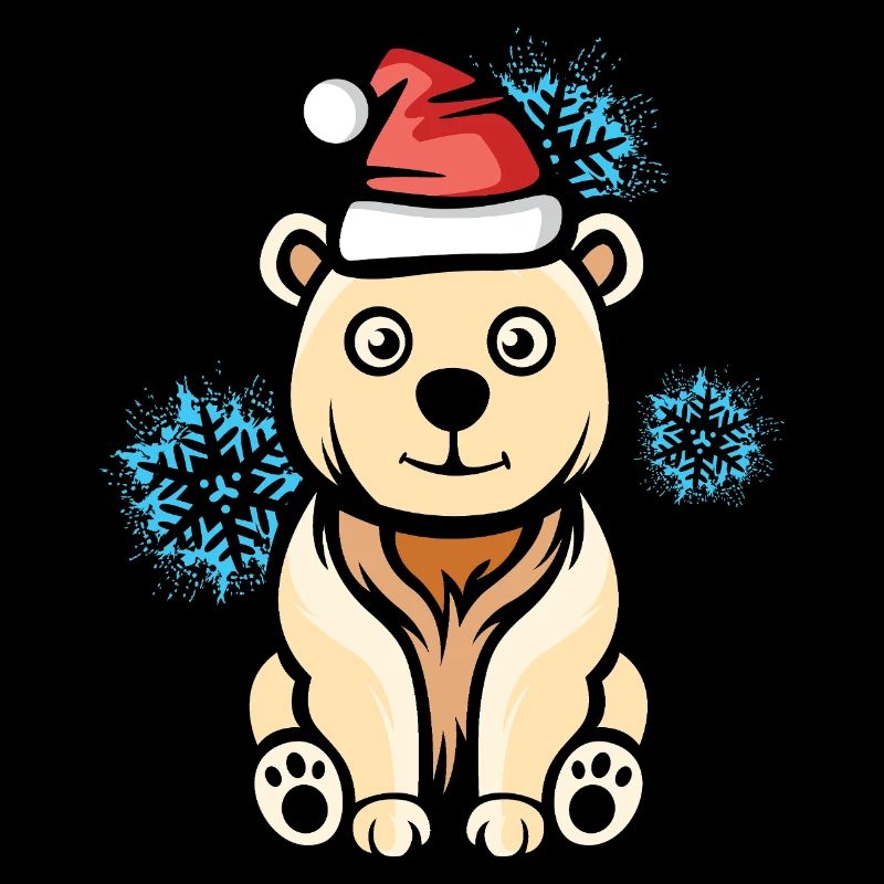 Christmas Polar Bear with Snowflakes