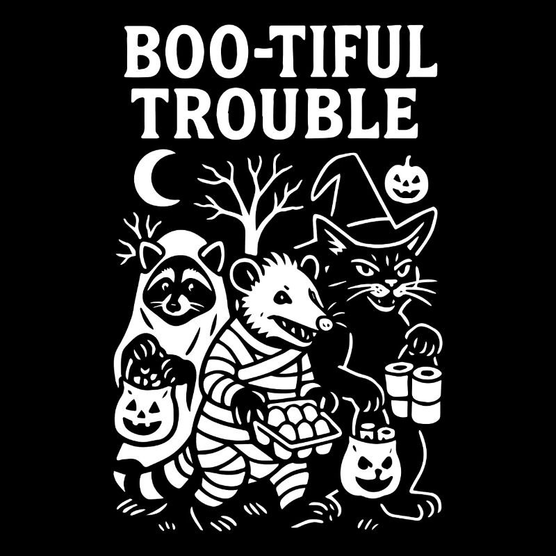 Boo-Tiful Trouble Funny Spooky Cute Design