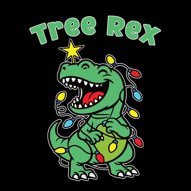 Stylish print with "Tree Rex" Dino Christmas tree