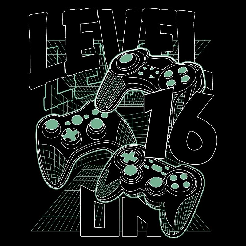 Level Up Retro Controller Graphic 16th Birthday