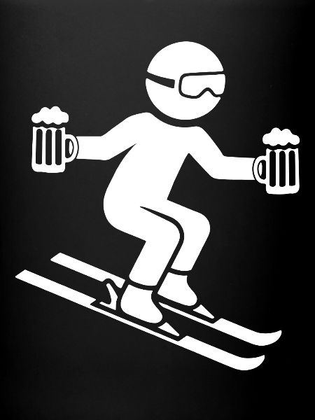 Skier with beer mug