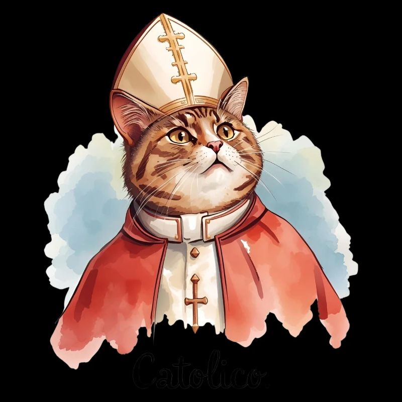 Catolico Drôle Chat Pape - Papst Katze Design
