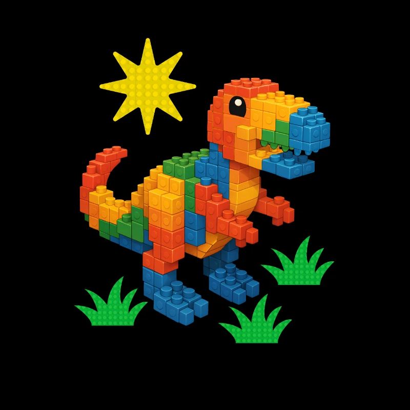 Dinosaur Made Of Bricks Creative Block Builder