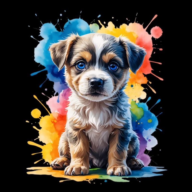 Welpen Aquarell Farbexplosion
