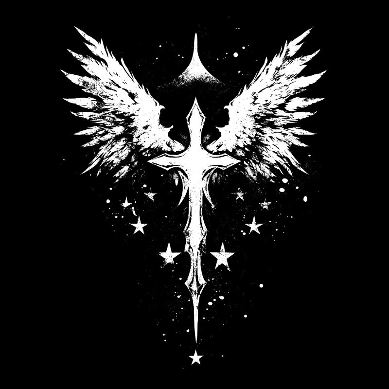 Goth Cross with Angel Wings Gothic