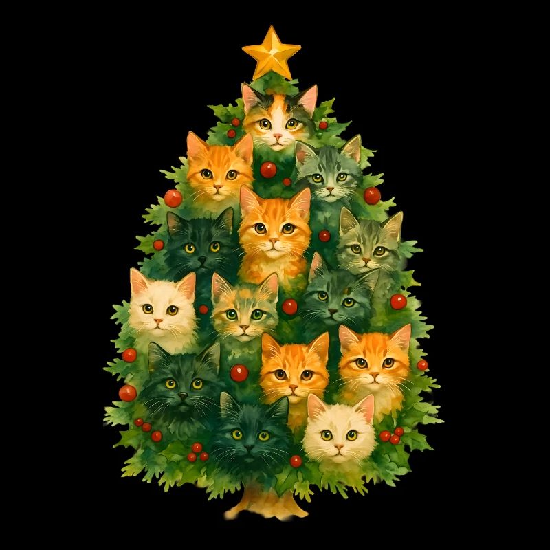 Cats Christmas Tree Collage