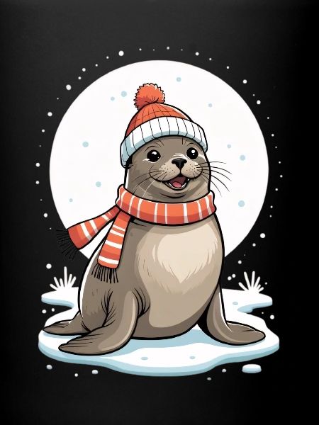 Sceau d’hiver avec écharpe