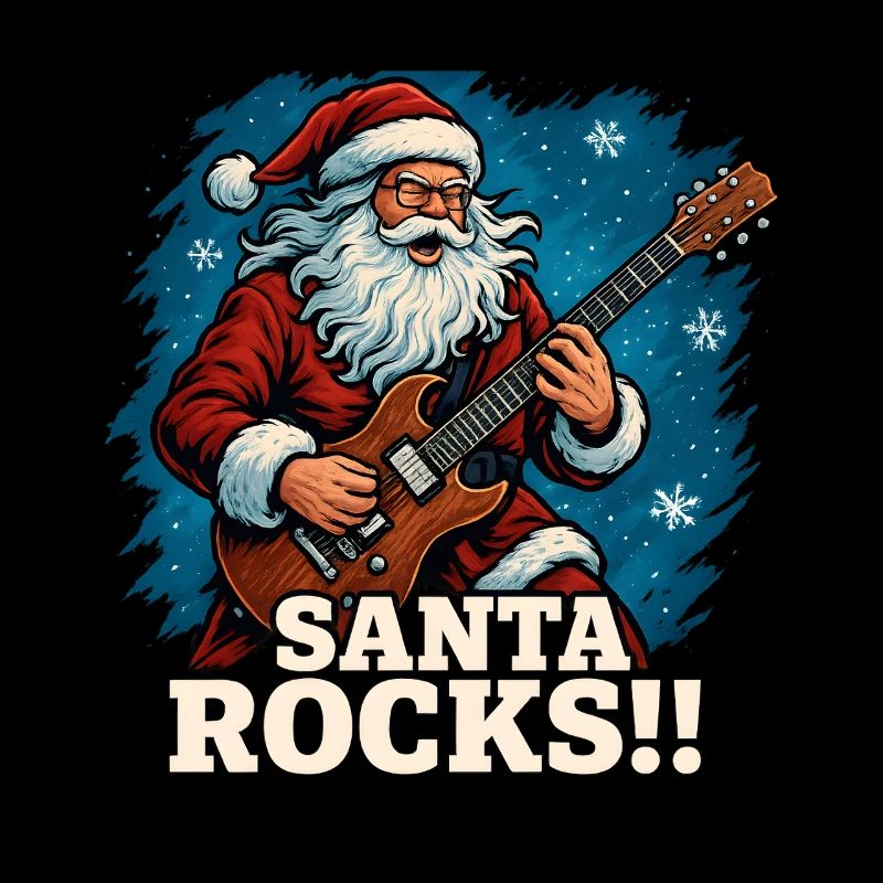 Rockender Weihnachtsmann mit Gitarre