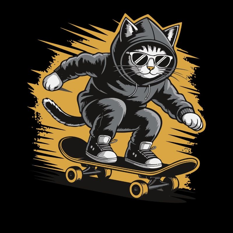 Chat patineur en sweat à capuche avec lunettes de soleil