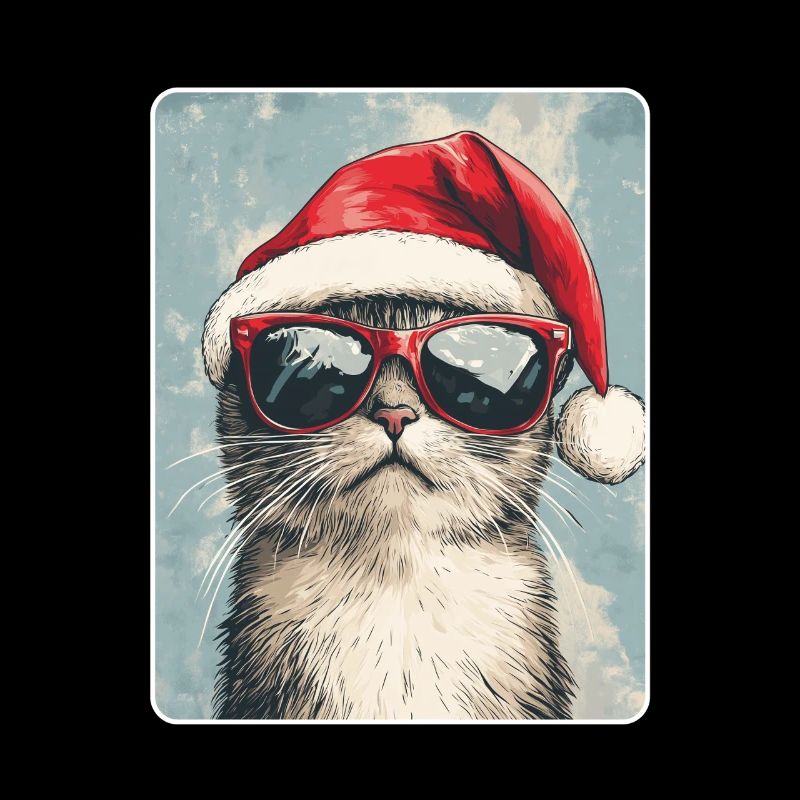 Cool Cat with Sunglasses Santa Hat