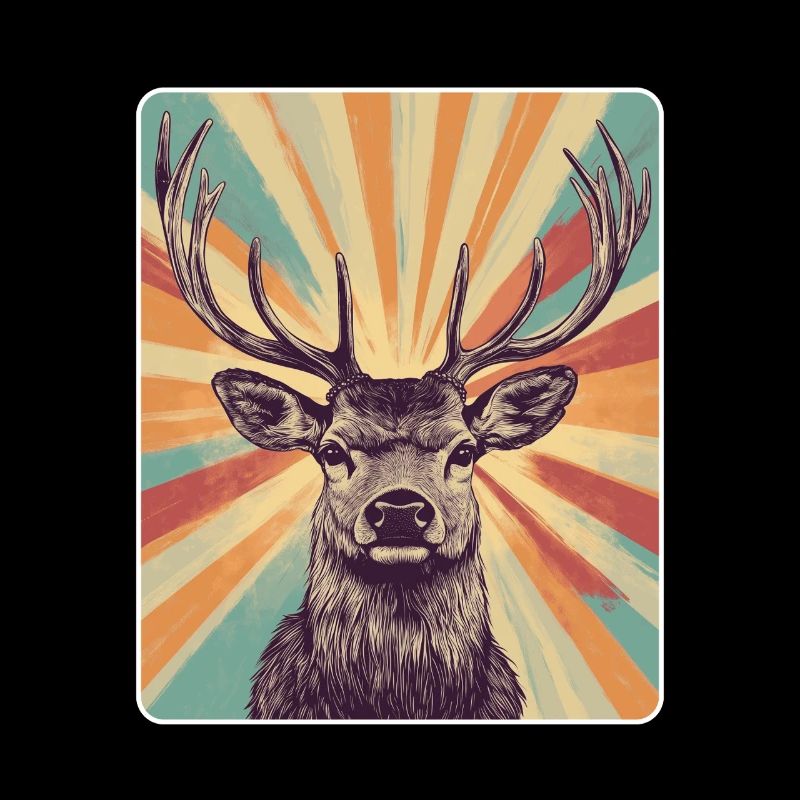 Rentier Hirsch Geweih Reindeer Vintage