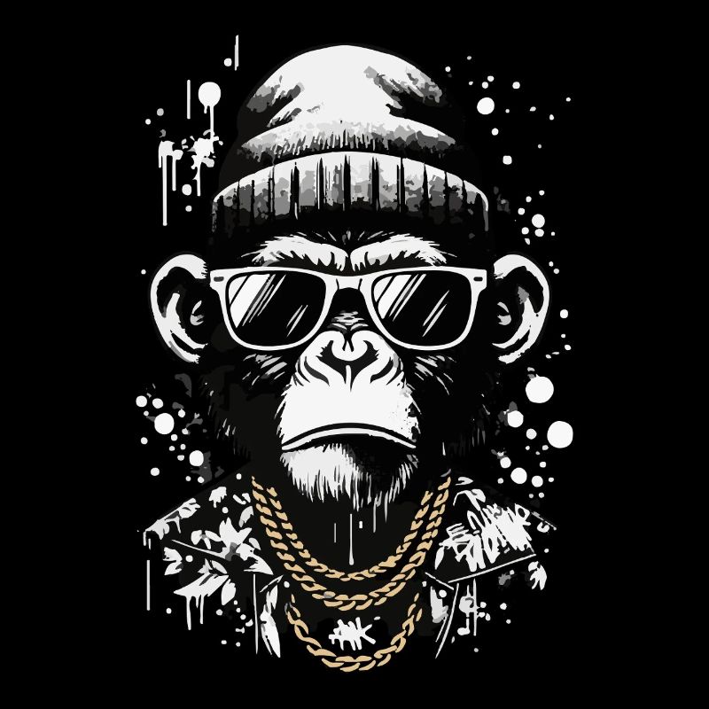 Cool monkey with street style and chains