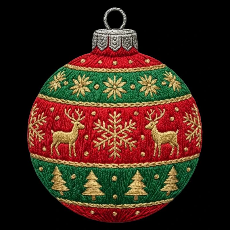 Bestickte Weihnachtskugel – minimalistischer Schmuck