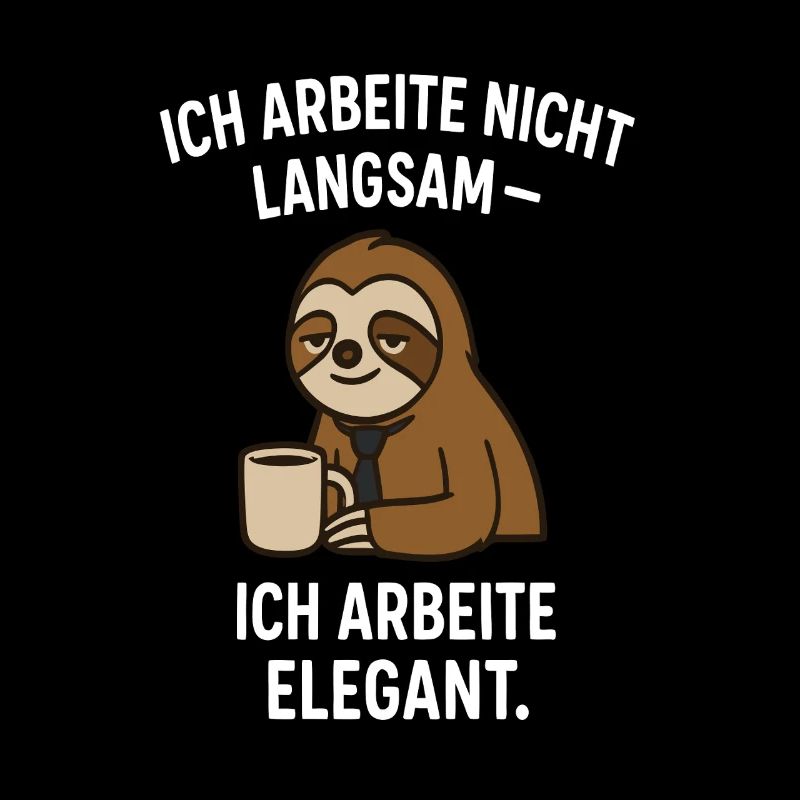Elegant sloth with coffee - slogan