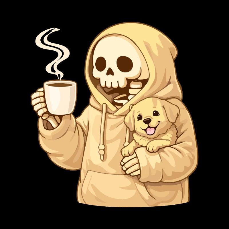 Cozy Skelett mit Hund – Warme Nähe