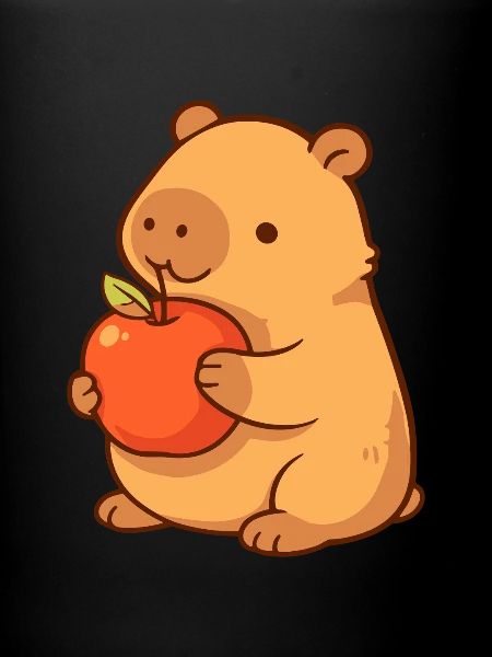 Illustration de capybara avec pomme