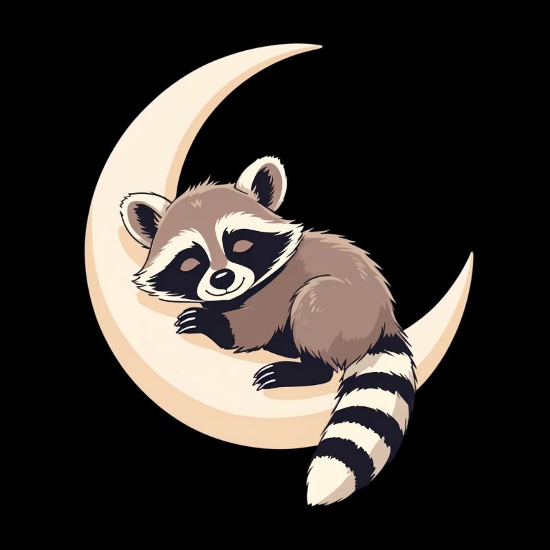 Lunar raccoon on the crescent