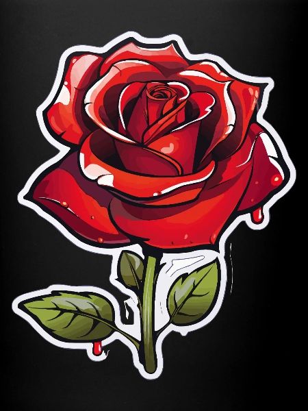 Rote Rose im Comics-Stil