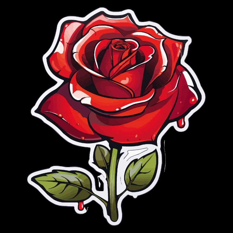 Rote Rose im Comics-Stil