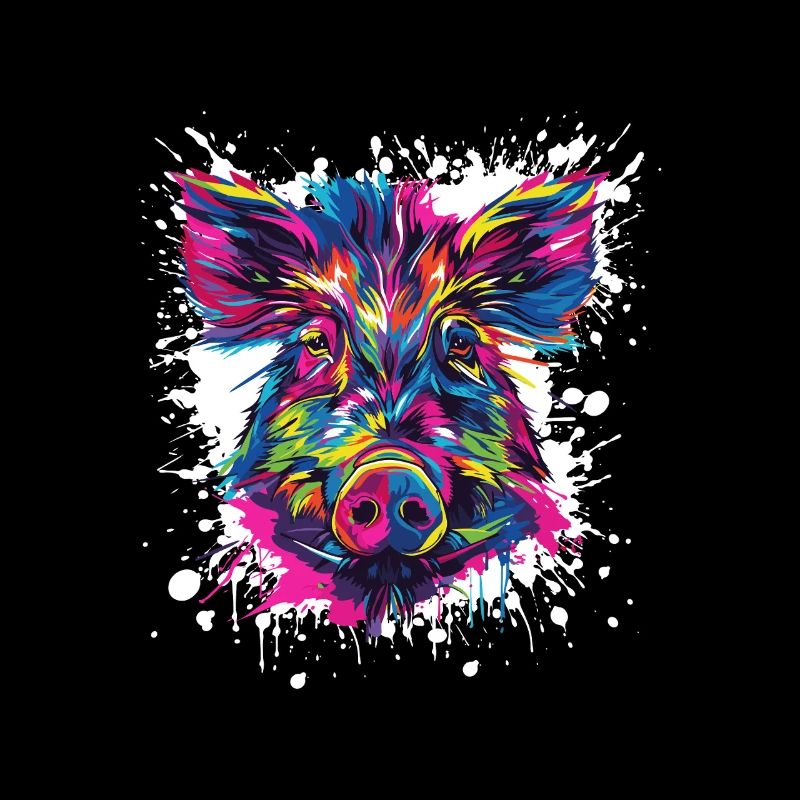 Colorful Wild Boar Portrait Splash