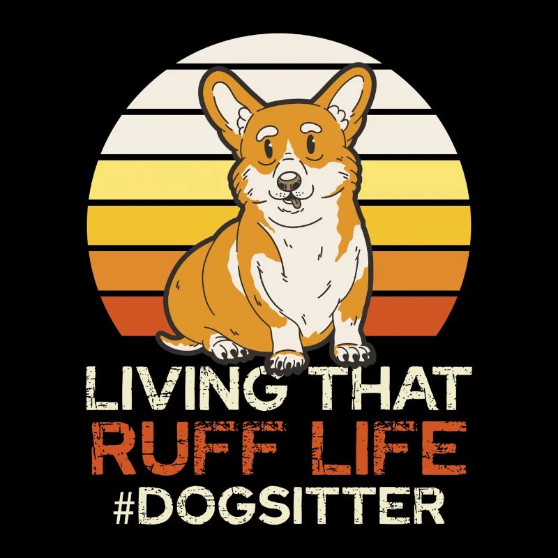 Ruff Life Corgi Retro Sunset