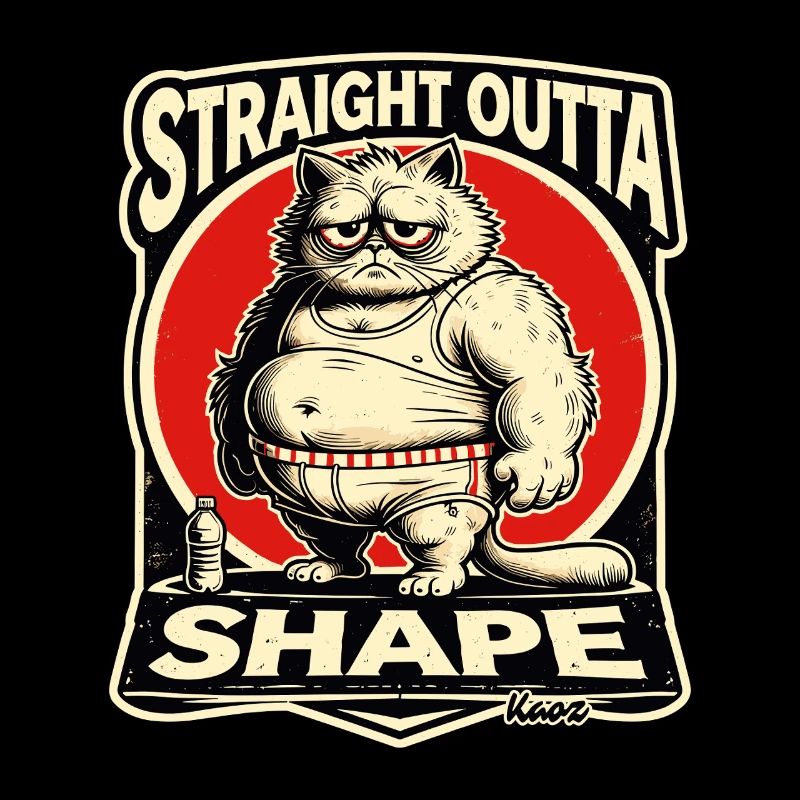 Hors de forme sans forme - gros chat