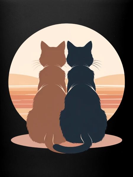 Two cats at sunset