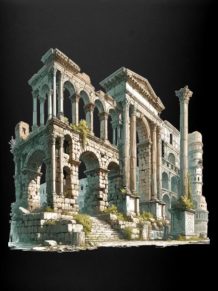 Ancient Ruins Architecture Illustration