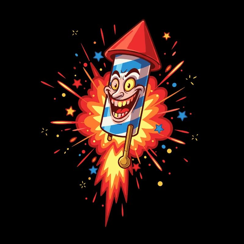Lachende Rakete Cartoon Explosion